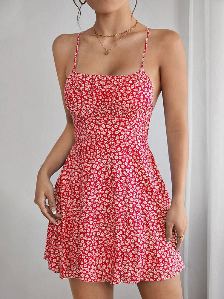Floral Backless Summer Dress / Beach Wear / 2025 Fashion