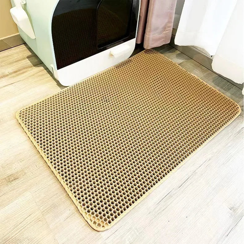 Cat Litter Mat / Double Layered & Waterproof / Honeycomb Design