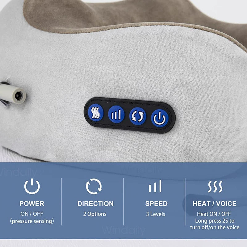 Neck Massager With Temperature Control / 3D Kneading Pillow for Pain Relief