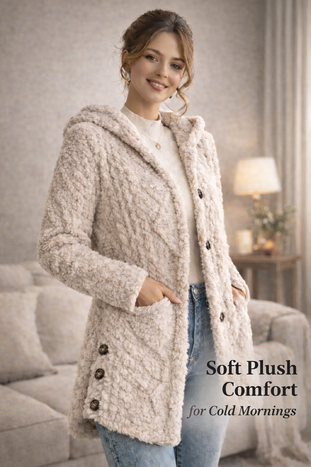 🔥 Cozy Haven™ Hooded Cardigan – Soft Plush Comfort for Cold Mornings