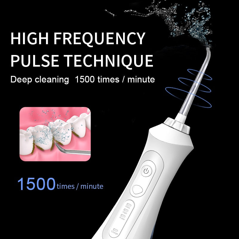 SEAGO Oral Dental Portable Water Flosser / USB Rechargeable / 3 Modes IPX7 200ML / Teeth Cleaning