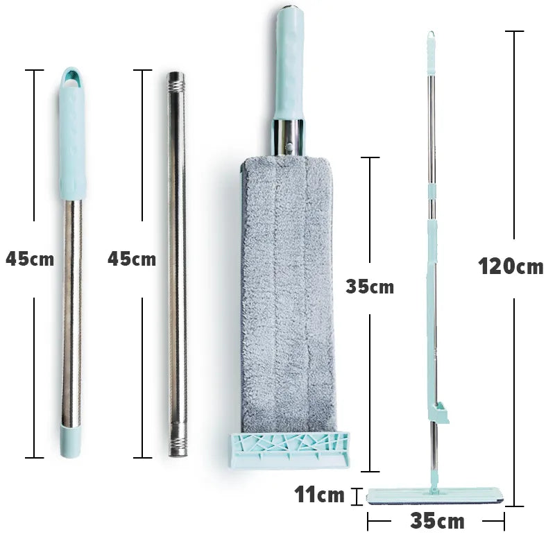 Hands-Free Microfiber Floor Mop with 2 Washable Mop Pads / Collapsible