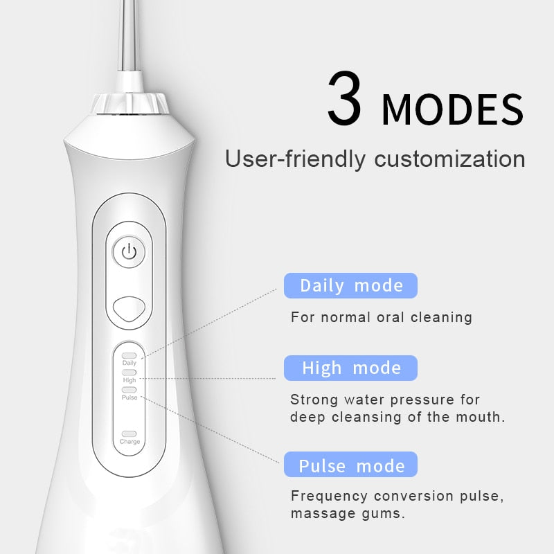 SEAGO Oral Dental Portable Water Flosser / USB Rechargeable / 3 Modes IPX7 200ML / Teeth Cleaning