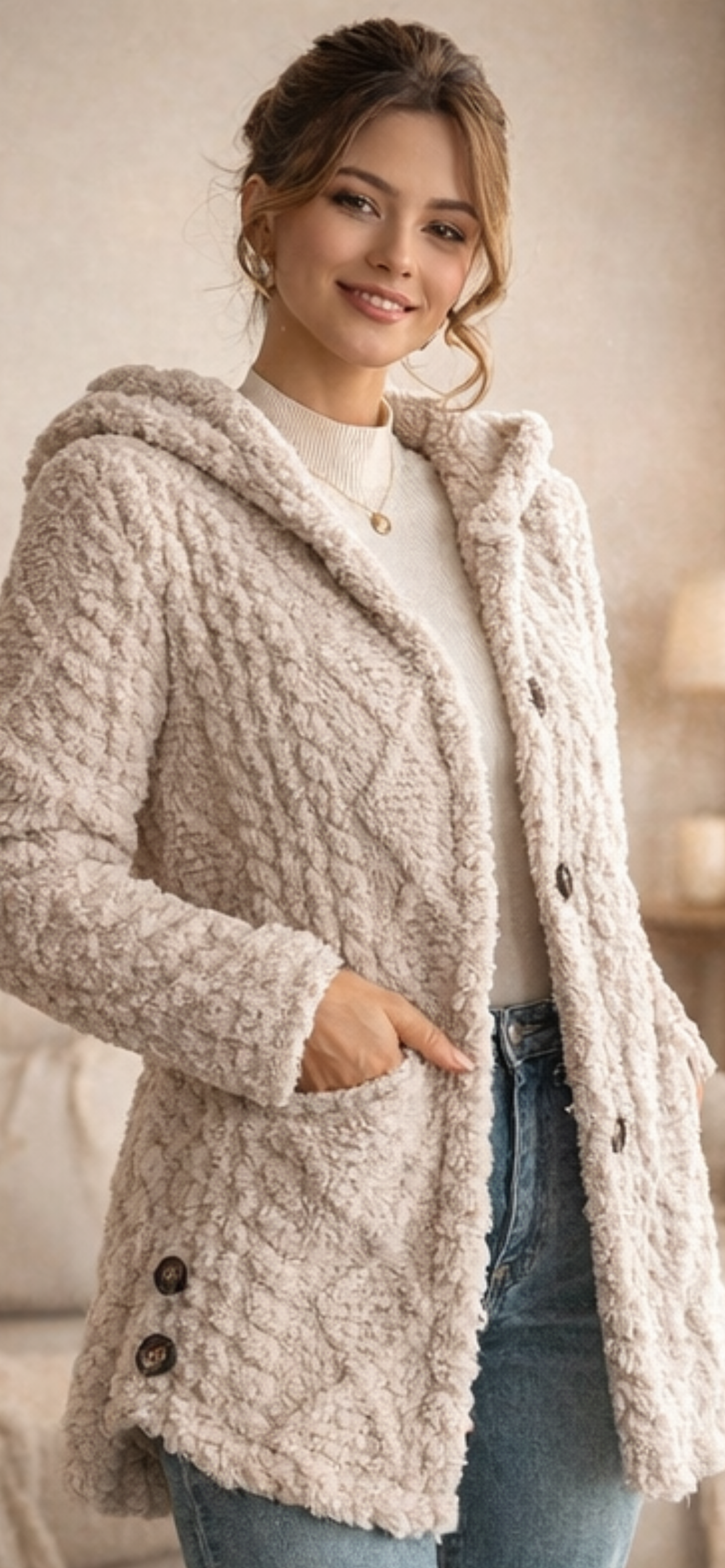 🔥 Cozy Haven™ Hooded Cardigan – Soft Plush Comfort for Cold Mornings