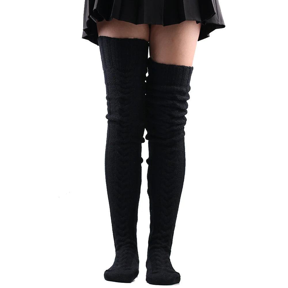 Cozy Wool Thigh-High Warmers – Cute Winter Stockings for Women