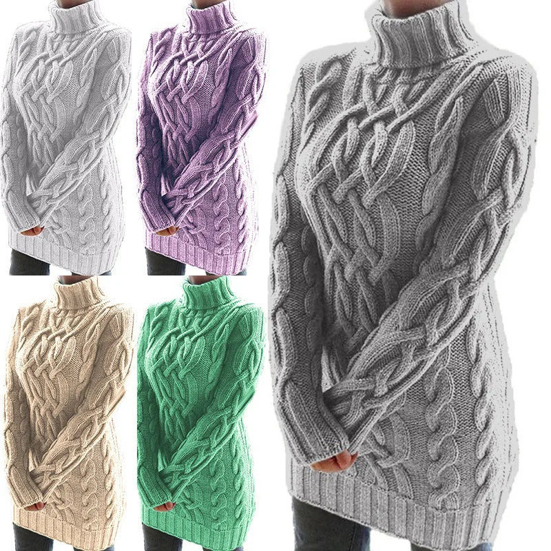 Retro Cable-Knit Lapel Sweater Dress - Cozy Autumn & Winter Essential