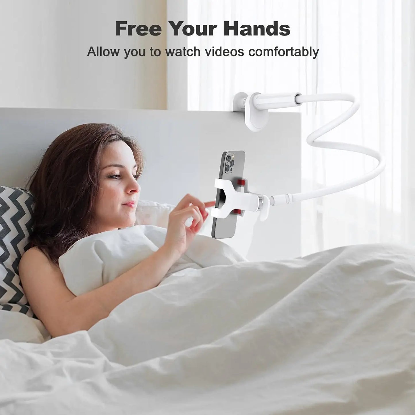 Phone Holder Stand Lazy Bracket Headrest Bed 360 Flexible Long Arms Clamp Mount For iPhone Samsung and 3.5~6.7" Device