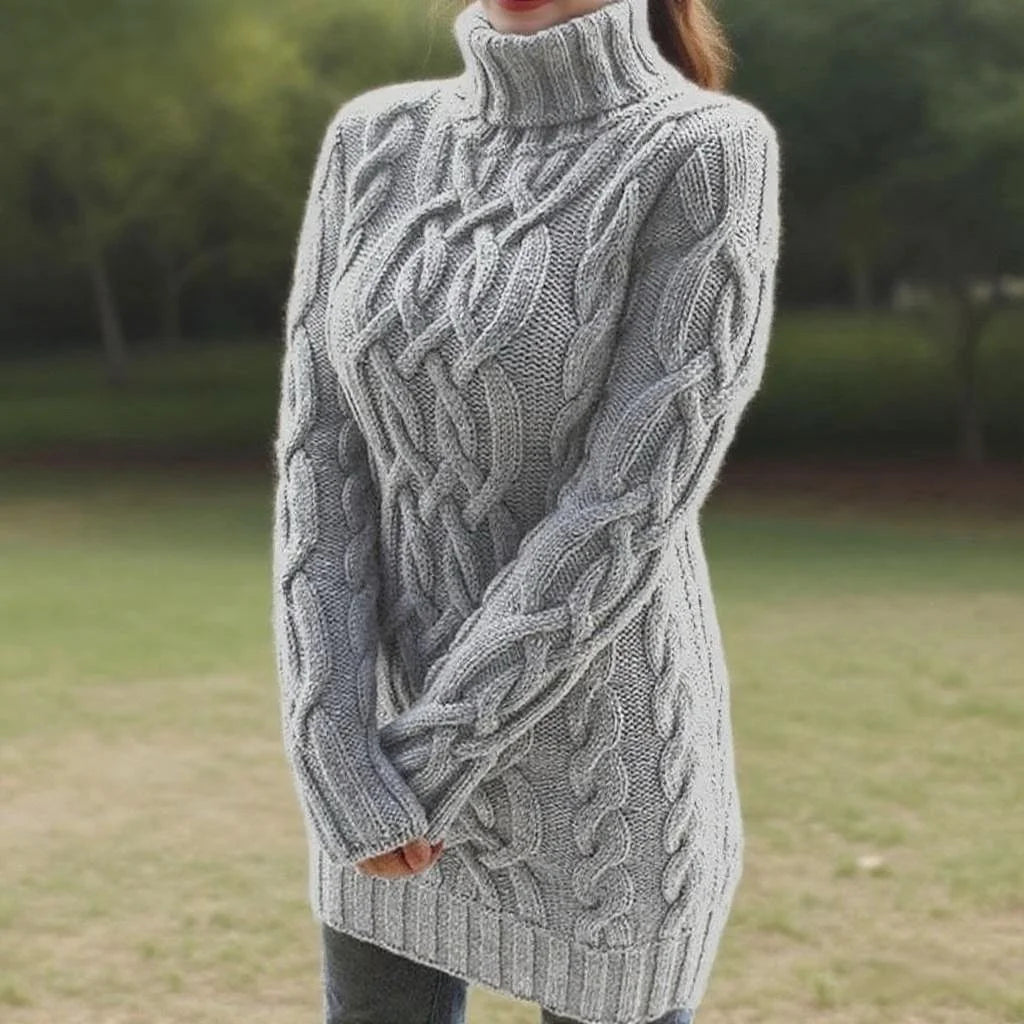 Retro Cable-Knit Lapel Sweater Dress - Cozy Autumn & Winter Essential