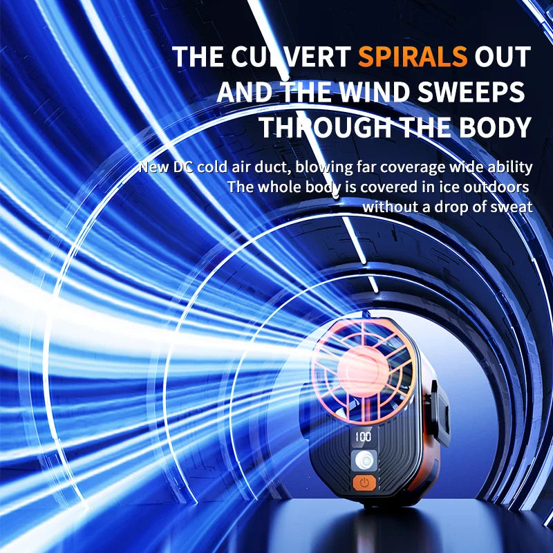 Portable Waist or Neck Hanging Fan / Rechargeable / Indoor & OutdoorUse