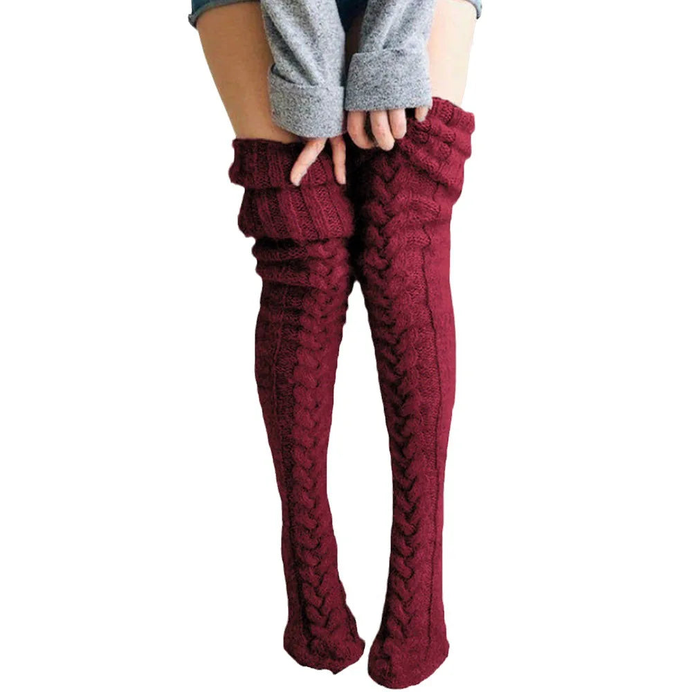 Cozy Wool Thigh-High Warmers – Cute Winter Stockings for Women