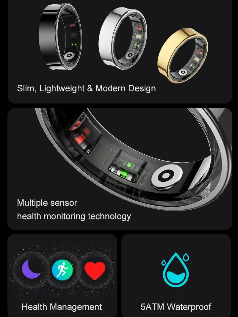 Wear your Health on one finger-track heart rate, sleep, temp and 10 sports, all week on a single charge.