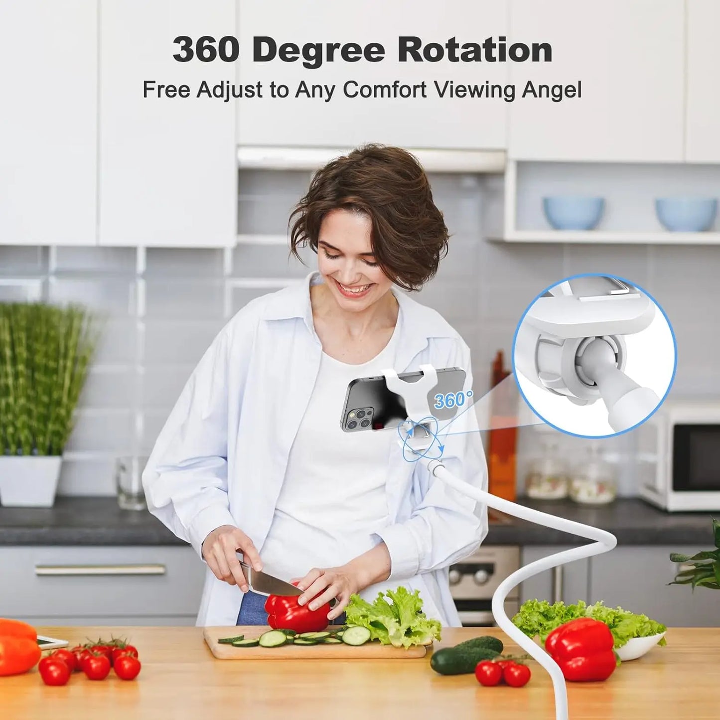 Phone Holder Stand Lazy Bracket Headrest Bed 360 Flexible Long Arms Clamp Mount For iPhone Samsung and 3.5~6.7" Device