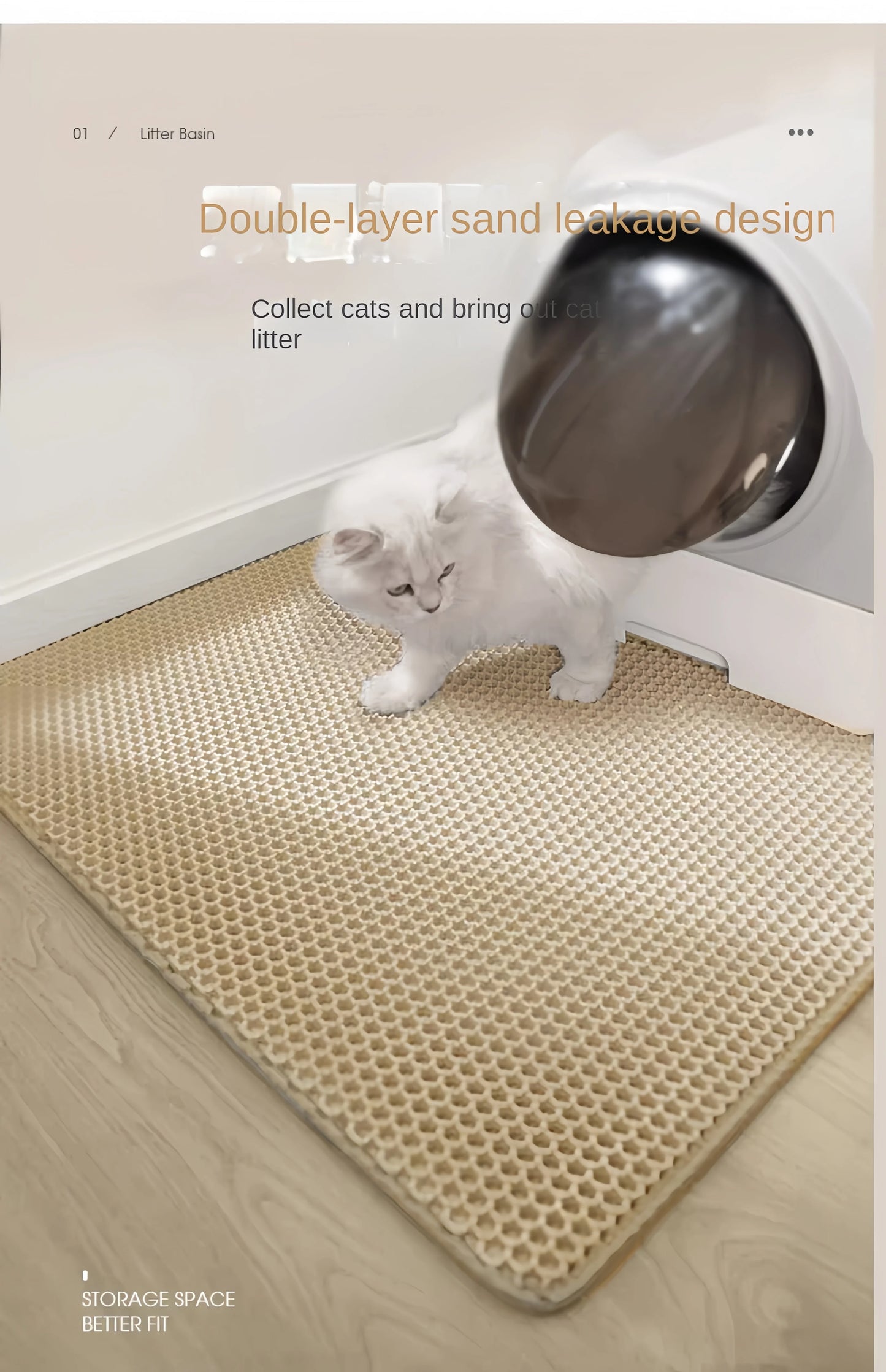 Cat Litter Mat / Double Layered & Waterproof / Honeycomb Design