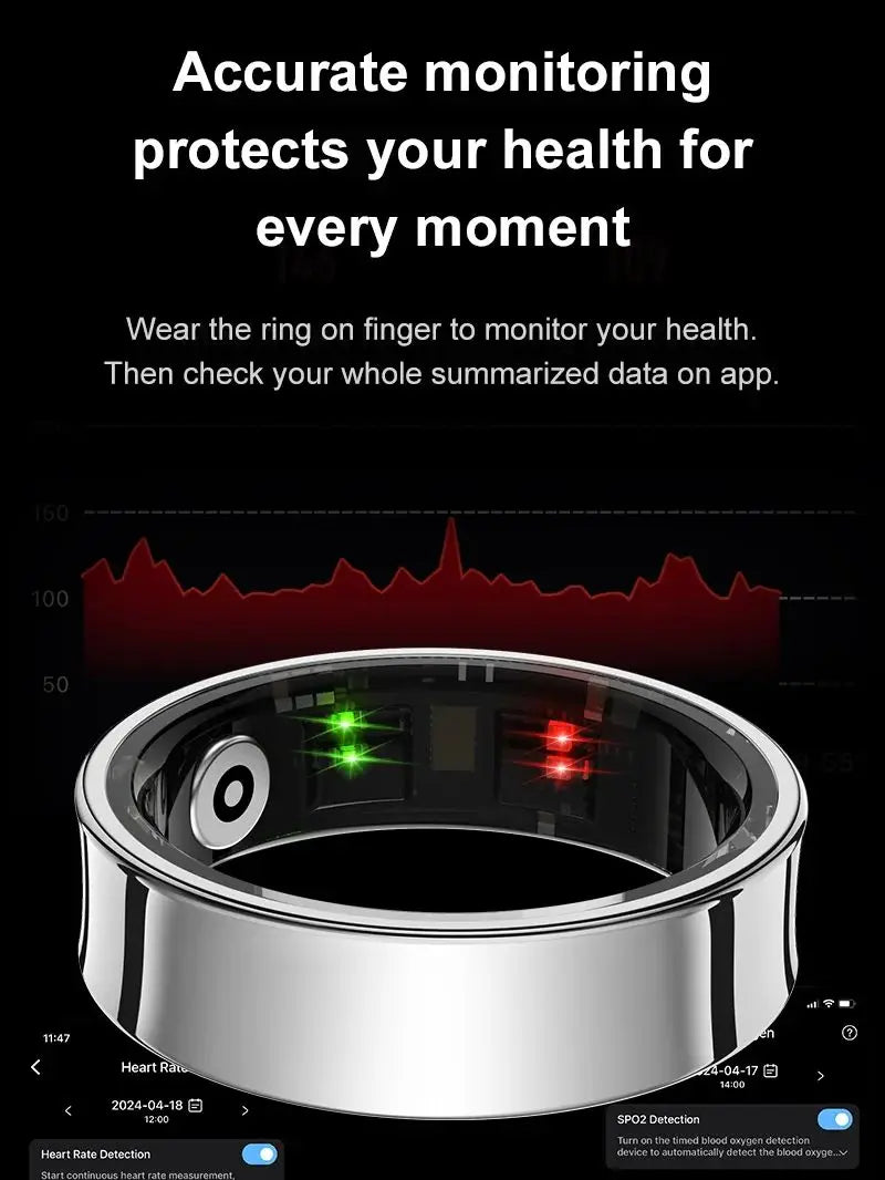Wear your Health on one finger-track heart rate, sleep, temp and 10 sports, all week on a single charge.