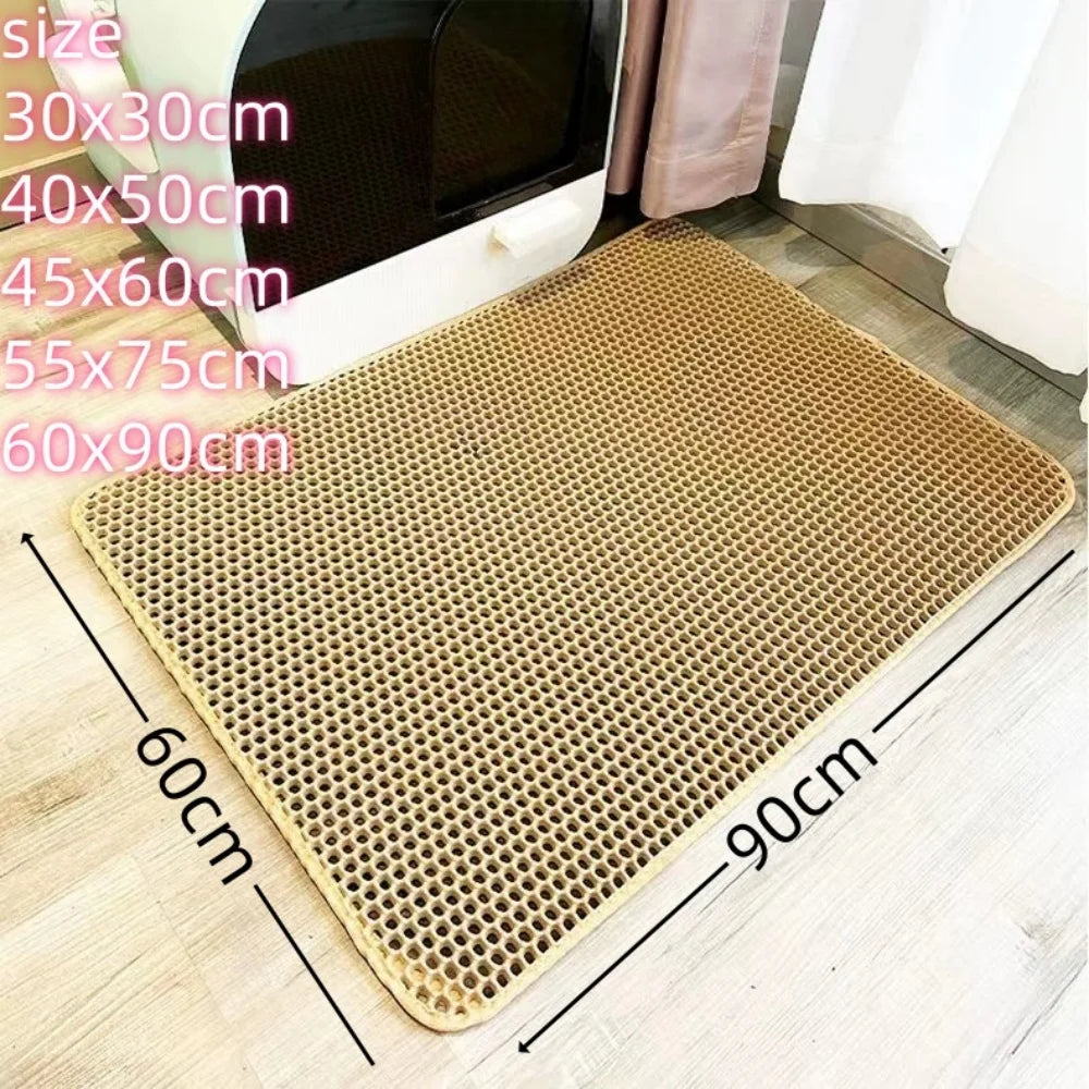 Cat Litter Mat / Double Layered & Waterproof / Honeycomb Design