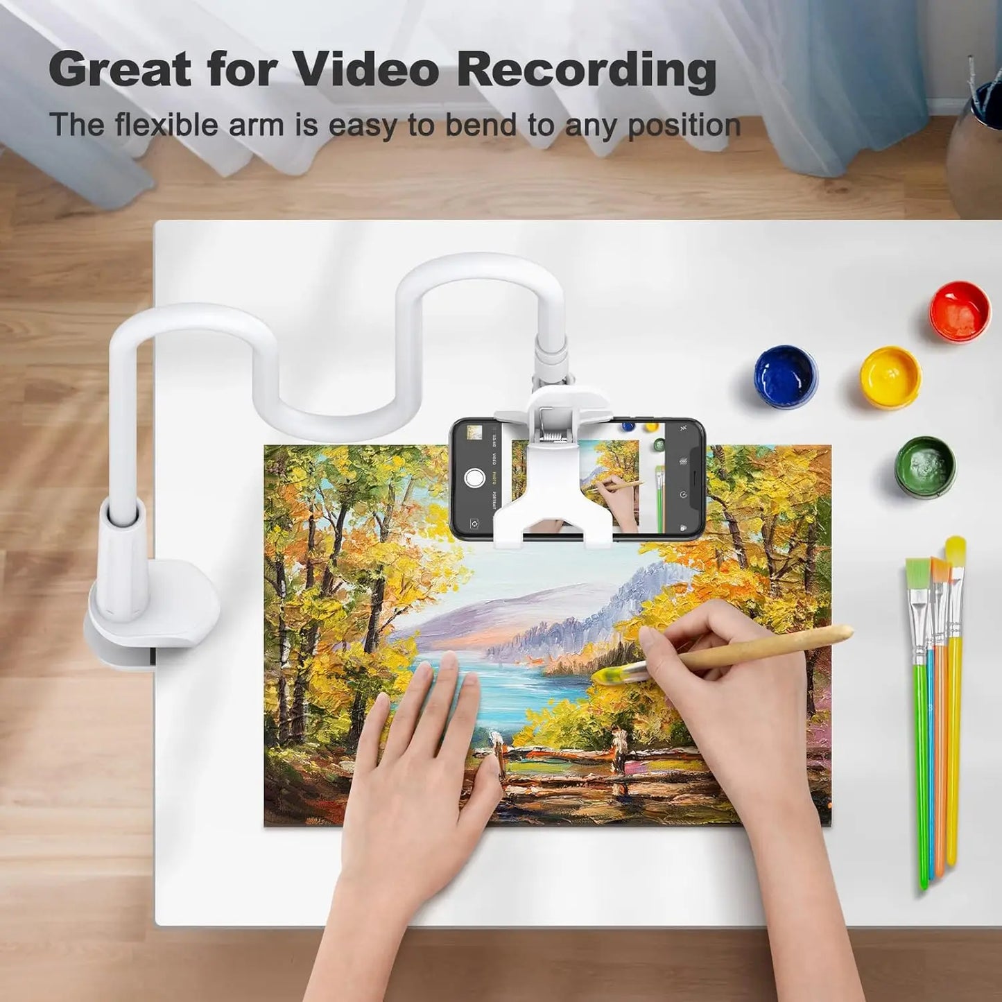 Phone Holder Stand Lazy Bracket Headrest Bed 360 Flexible Long Arms Clamp Mount For iPhone Samsung and 3.5~6.7" Device