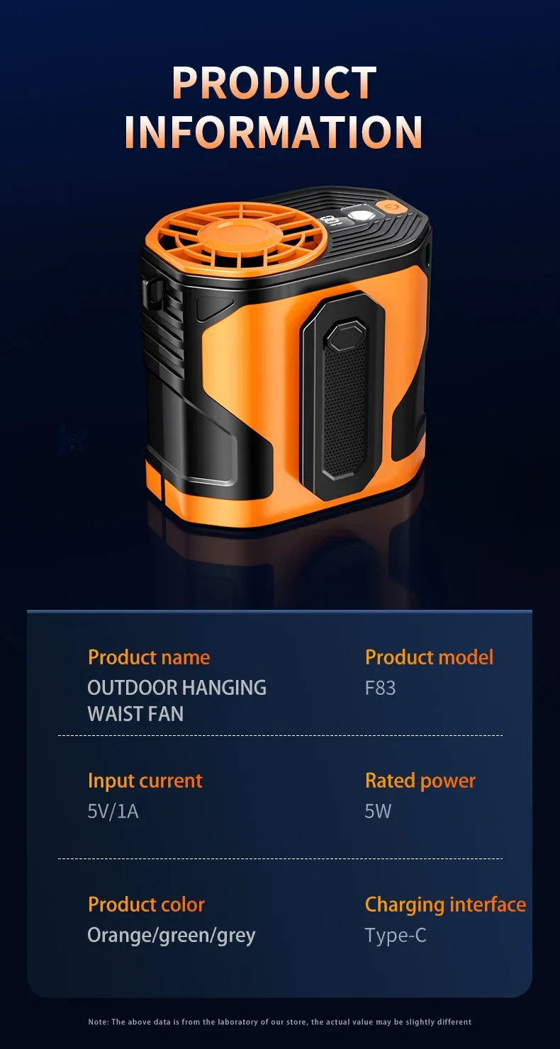 Portable Waist or Neck Hanging Fan / Rechargeable / Indoor & OutdoorUse