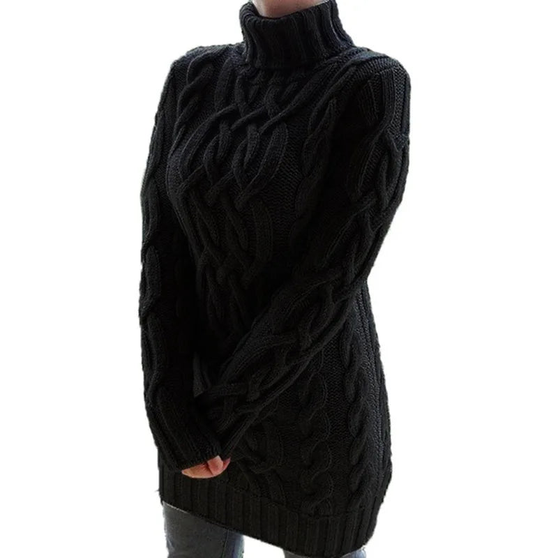 Retro Cable-Knit Lapel Sweater Dress - Cozy Autumn & Winter Essential