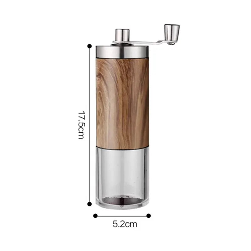 *Coffee Bean Grinder / Wood Grain & Stainless Steel Hank Crank