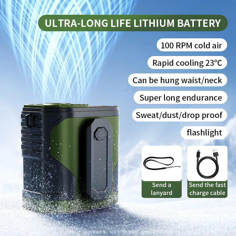 Portable Waist or Neck Hanging Fan / Rechargeable / Indoor & OutdoorUse