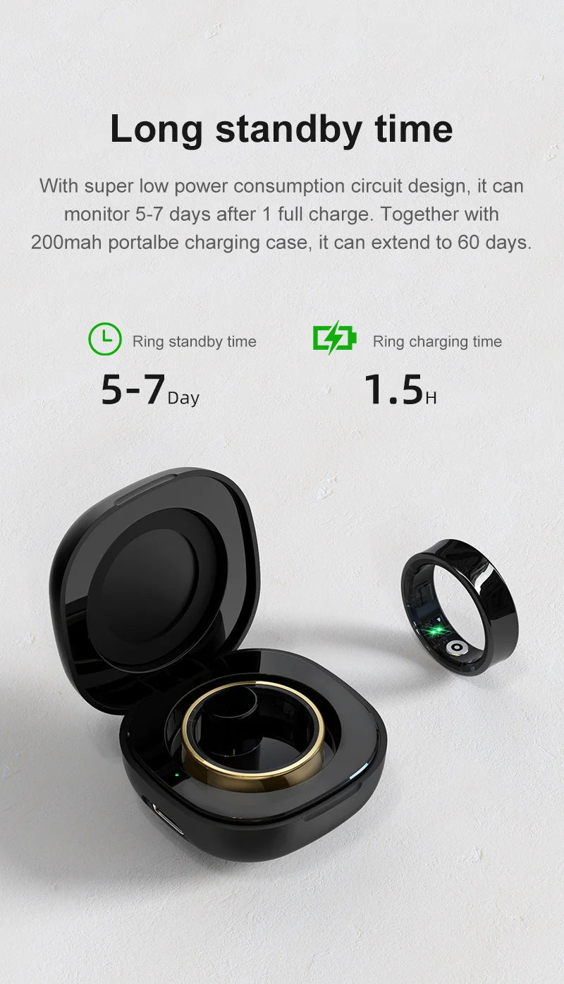 Wear your Health on one finger-track heart rate, sleep, temp and 10 sports, all week on a single charge.