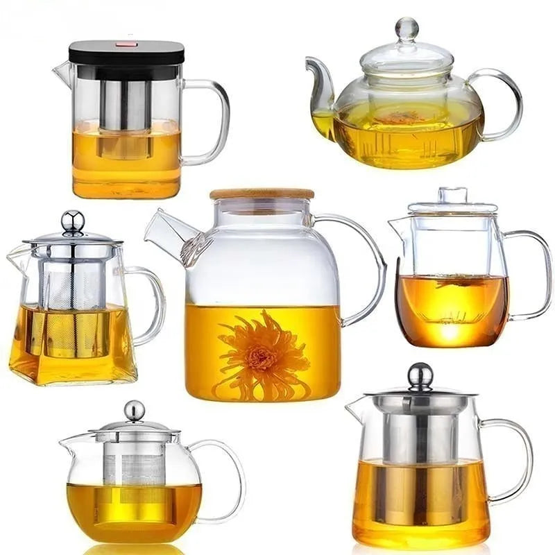 *Clear Glass Teapot & Blooming Flower Tea Infuser /  Heat Resistant