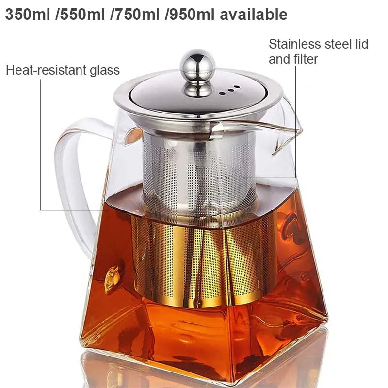 *Clear Glass Teapot & Blooming Flower Tea Infuser /  Heat Resistant