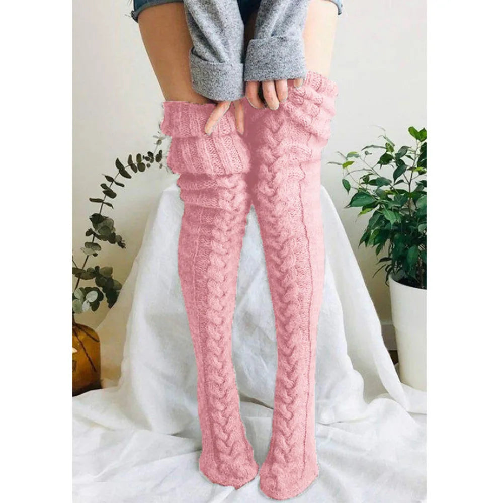 Cozy Wool Thigh-High Warmers – Cute Winter Stockings for Women