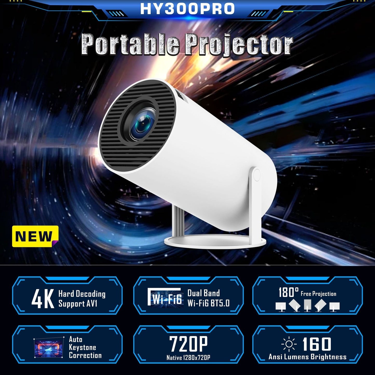 HY300 Pro Projector / Home Theatre Entertainment / Portable